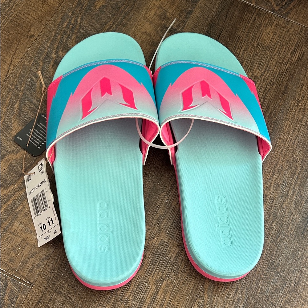 NEW Adidas Messi Adilette Comfort Slides‎ Sandals Men's Size 10 Blue World Cup